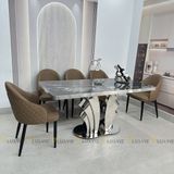 Bàn ăn inox tráng gương mặt đá Isidore (không gồm ghế)