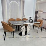 Bàn ăn inox tráng gương mặt đá Isidore (không gồm ghế)