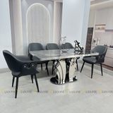 Bàn ăn inox tráng gương mặt đá Isidore (không gồm ghế)