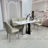 Bàn ăn inox tráng gương mặt đá Hestia (không gồm ghế)