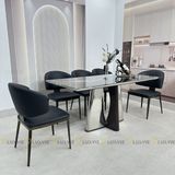 Bàn ăn inox tráng gương mặt đá Hestia (không gồm ghế)