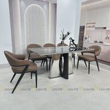 Bàn ăn inox tráng gương mặt đá Hestia (không gồm ghế)