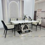 Bàn ăn inox tráng gương mặt đá Oreste (không gồm ghế)
