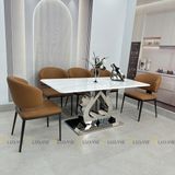 Bàn ăn inox tráng gương mặt đá Oreste (không gồm ghế)