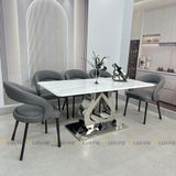 Bàn ăn inox tráng gương mặt đá Oreste (không gồm ghế)