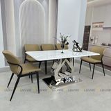 Bàn ăn inox tráng gương mặt đá Oreste (không gồm ghế)
