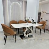 Bàn ăn inox tráng gương mặt đá Oreste (không gồm ghế)