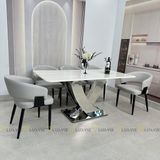 Bàn ăn inox tráng gương mặt đá Madaline (không gồm ghế)