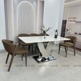 Bàn ăn inox tráng gương mặt đá Madaline (không gồm ghế)