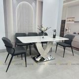 Bàn ăn inox tráng gương mặt đá Madaline (không gồm ghế)