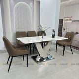 Bàn ăn inox tráng gương mặt đá Madaline (không gồm ghế)