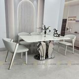 Bàn ăn inox tráng gương mặt đá Isidore (không gồm ghế)