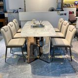 Bàn ăn inox tráng gương mặt đá Jewels (không gồm ghế)