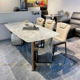 Bàn ăn inox tráng gương mặt đá Jewels (không gồm ghế)