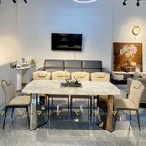 Bàn ăn inox tráng gương mặt đá Jewels (không gồm ghế)