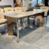 Bàn ăn inox tráng gương mặt đá Jewels (không gồm ghế)