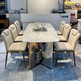 Bàn ăn inox tráng gương mặt đá Jewels (không gồm ghế)