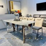 Bàn ăn inox tráng gương mặt đá Jewels (không gồm ghế)