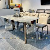 Bàn ăn inox tráng gương mặt đá Jewels (không gồm ghế)