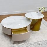 Bàn trà đôi mặt đá Louis