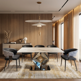 Bàn ăn inox tráng gương mặt đá Arianna (không gồm ghế)