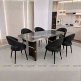 Bàn ăn inox tráng gương mặt đá Wagama (không gồm ghế)