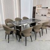 Bàn ăn inox tráng gương mặt đá Wagama (không gồm ghế)