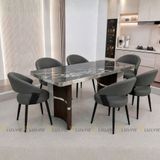 Bàn ăn inox tráng gương mặt đá Wagama (không gồm ghế)