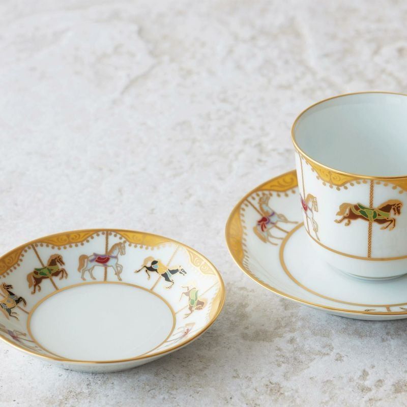  Đĩa tròn đường kính 10,5cm (vàng) sứ trắng Nhật Bản cao cấp | Carousel 1901 - 50CS 