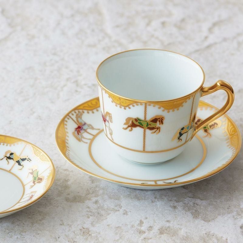  Chén trà (tách trà) nhỏ dung tích 175ml kèm đĩa lót sứ trắng Nhật Bản | Carousel 1901 - 57C 