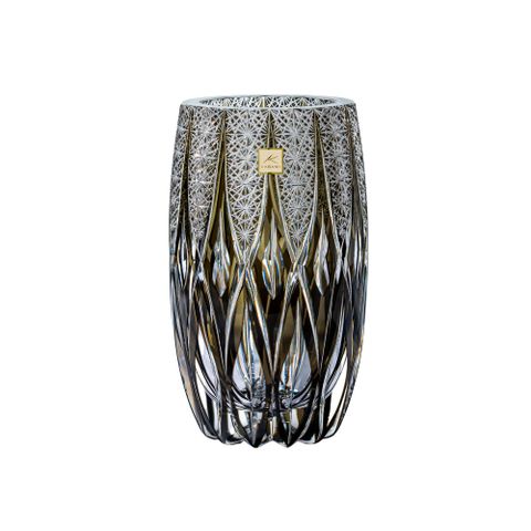  Bình hoa (lọ hoa) pha lê 'RuRu' 20,6cm màu xanh trà được chế tác bởi nghệ nhân Tatsuya Nemoto | Kagami Crystal F684 - 3037-BLK 