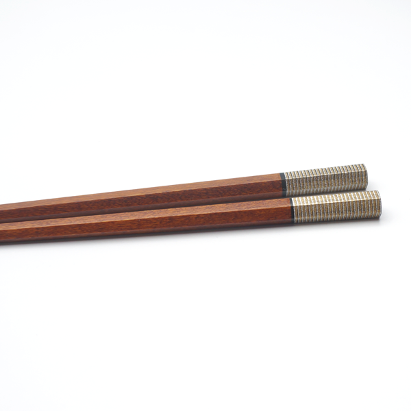  Đũa gỗ Nhật Hexagon (01 đôi) sơn mài chỉ vàng 23.5cm | Hyozaemon Chopstick 1115 - AK-025 