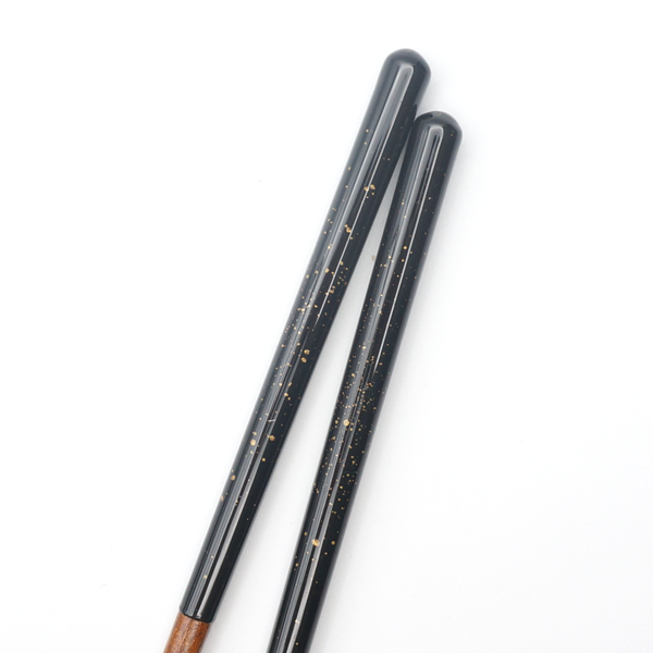  Bộ 05 đôi đũa gỗ Nhật Kin Chirashi sơn mài đen hạt vàng 23.5cm | Hyozaemon Chopstick 1115 - ST-128HG5 