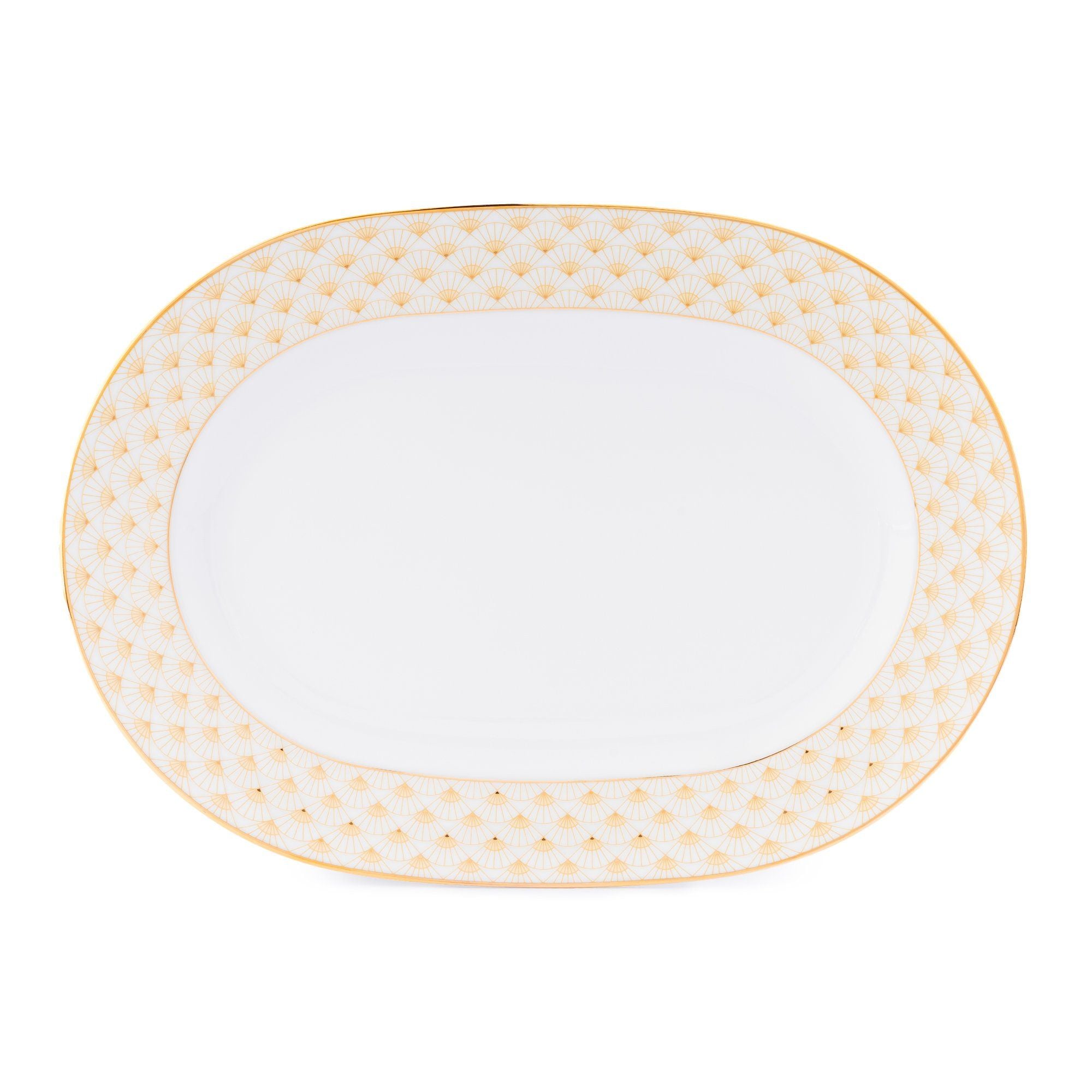  Đĩa Oval cỡ vừa (MD) dài 35,3cm sứ trắng | Trocadero Gold 1787L - 91044 