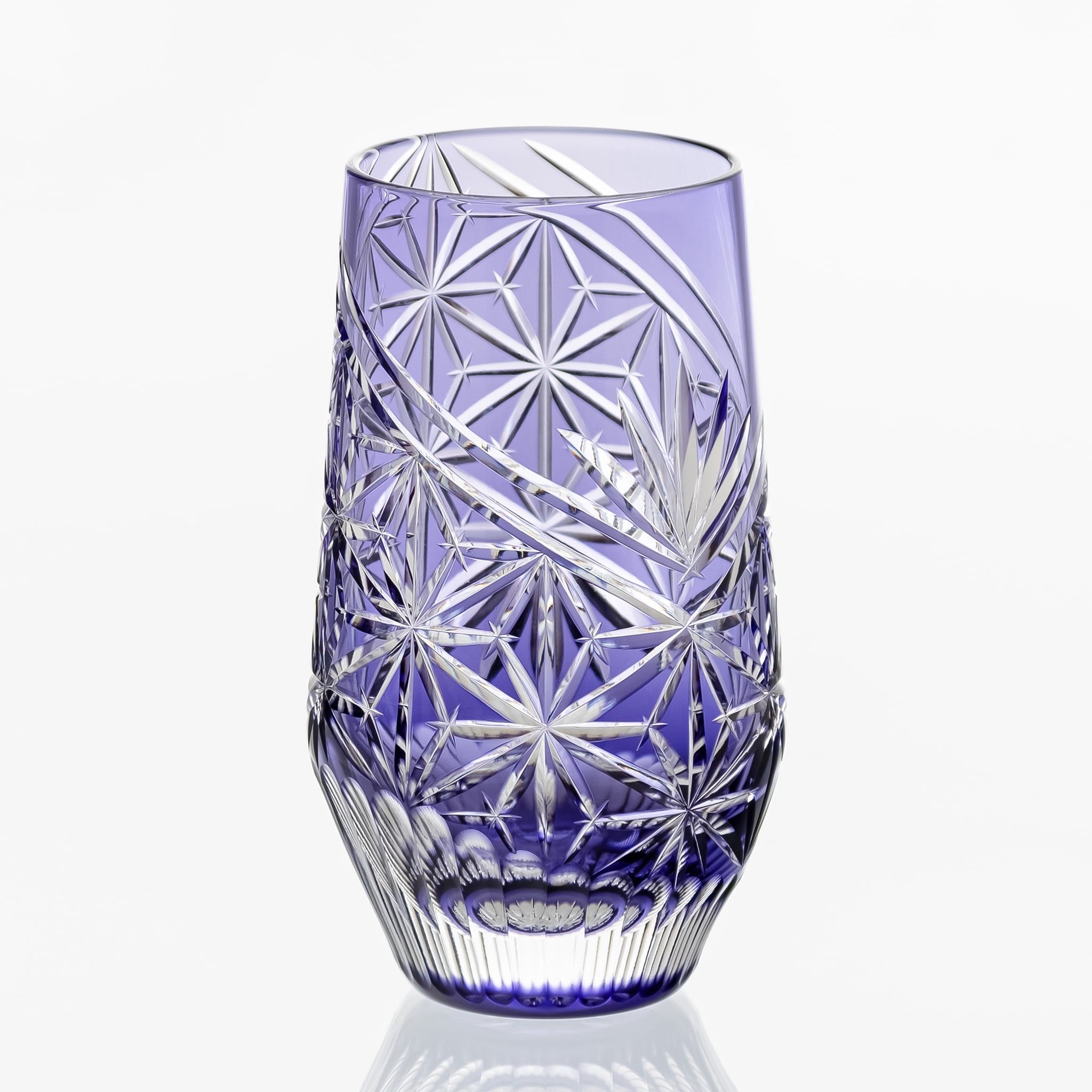  Ly pha lê tumbler Edo Kiriko "Hemp Leaf" dung tích 380ml màu tím | Kagami Crystal T777 - 3028-CMP 