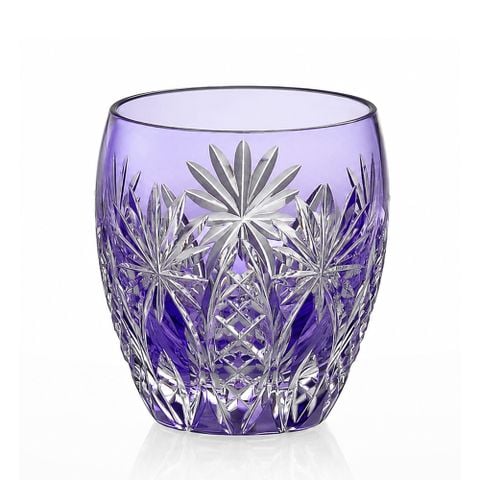  Ly pha lê rock glass họa tiết Edo Kiriko 'Bamboo Fence & Star' 240ml màu tím | Kagami T727 - 2668-CMP 