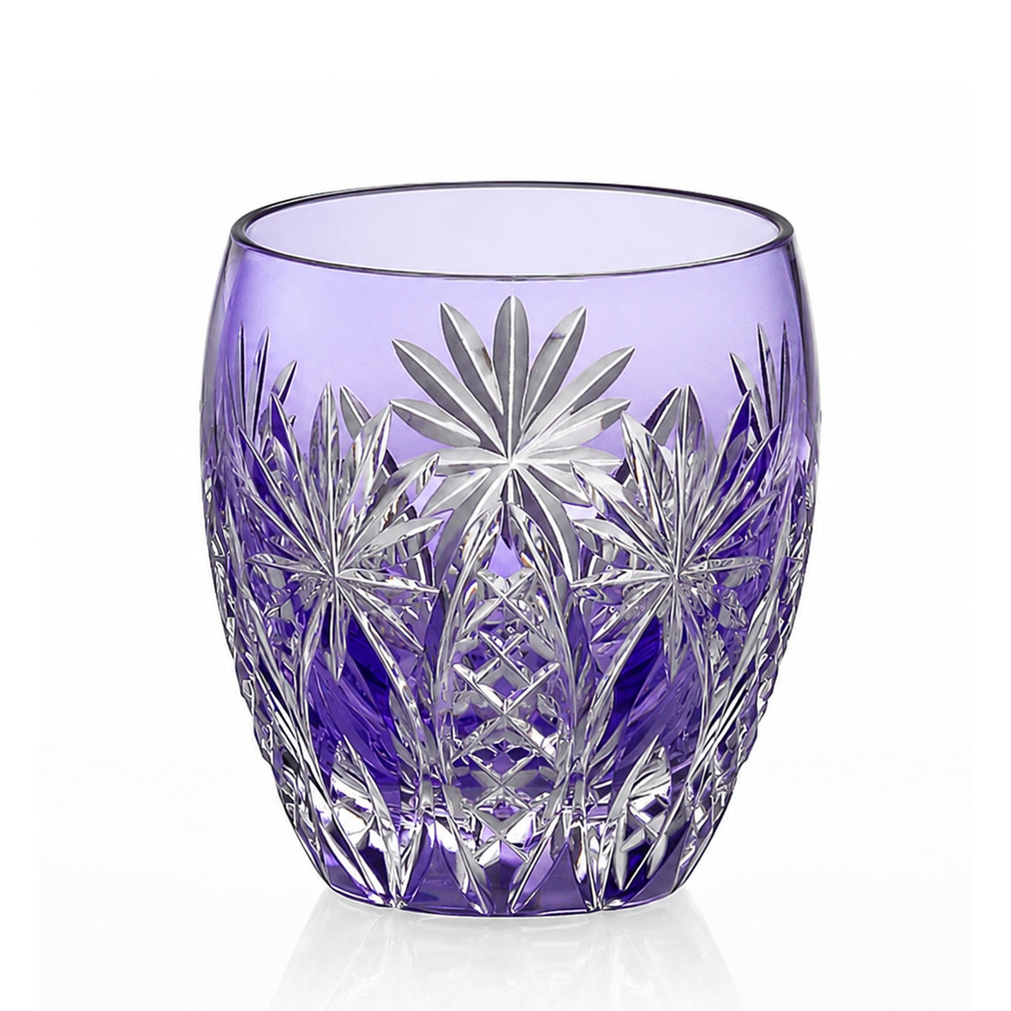  Ly pha lê rock glass họa tiết Edo Kiriko 'Bamboo Fence & Star' 240ml màu tím | Kagami T727 - 2668-CMP 