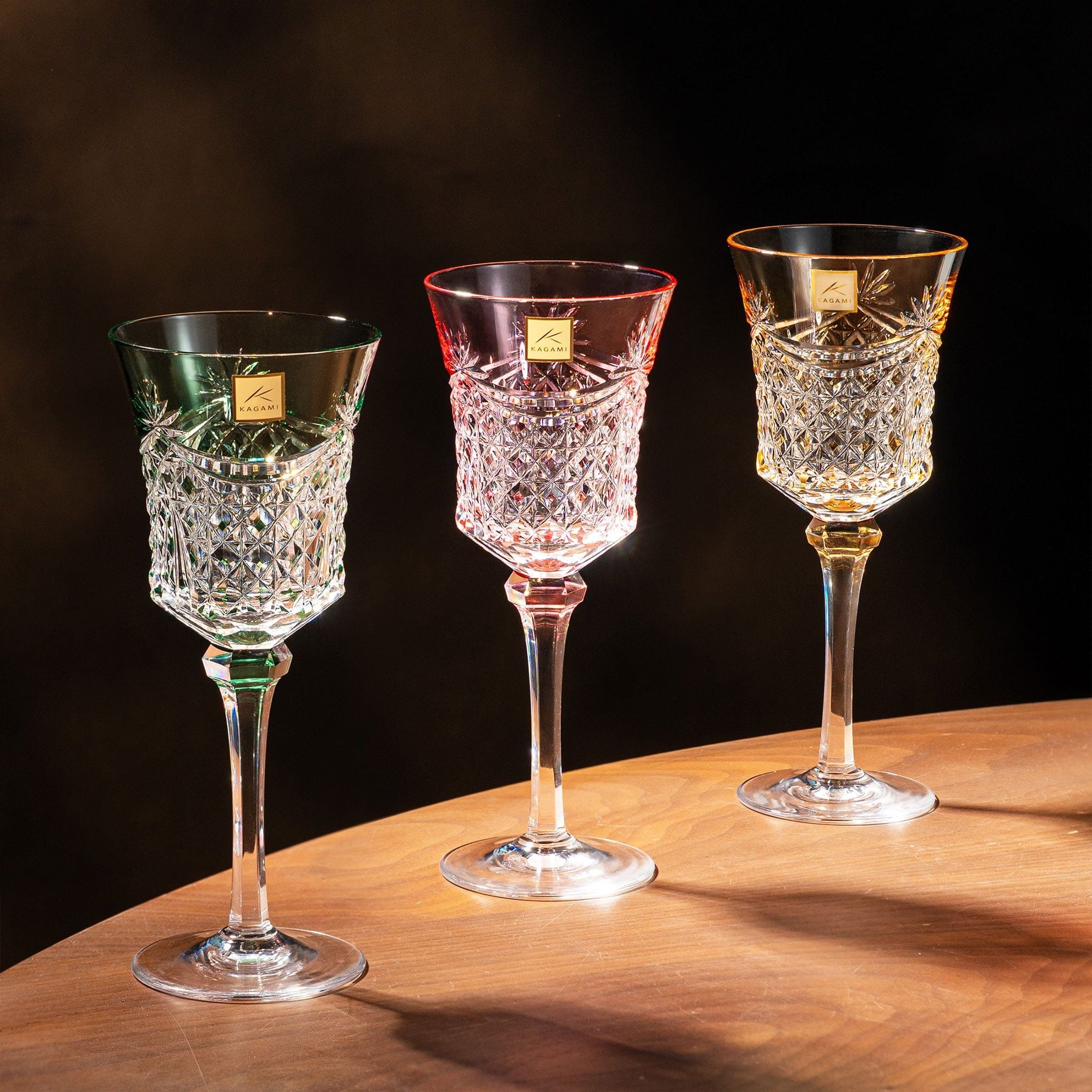  Bộ ly pha lê wine glass 05 màu xanh lá, đỏ, vàng, tím, xanh dương | Kagami KS3602 - 2835-5 