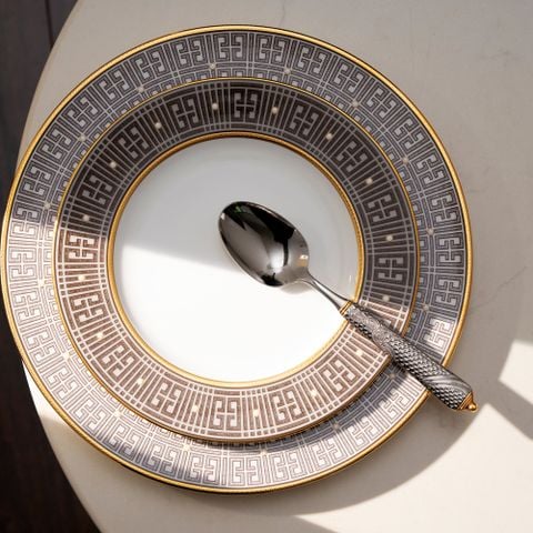  Đĩa tròn cỡ vừa đường kính 21,9cm sứ xương | Infinity Bronze 4980-1L - 97311 