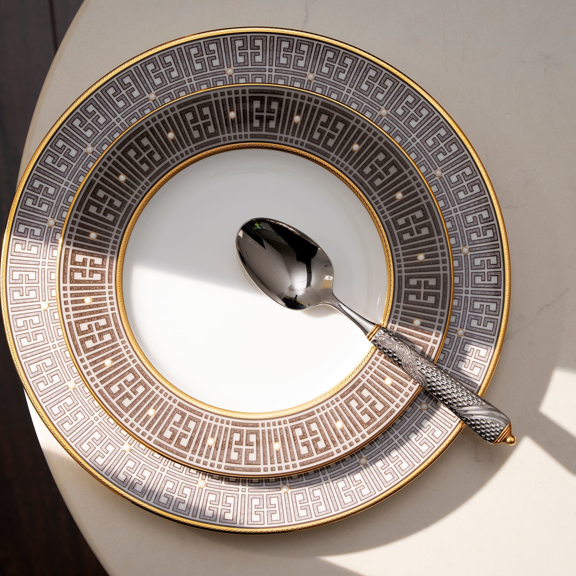  Đĩa tròn cỡ vừa đường kính 21,9cm sứ xương | Infinity Bronze 4980-1L - 97311 