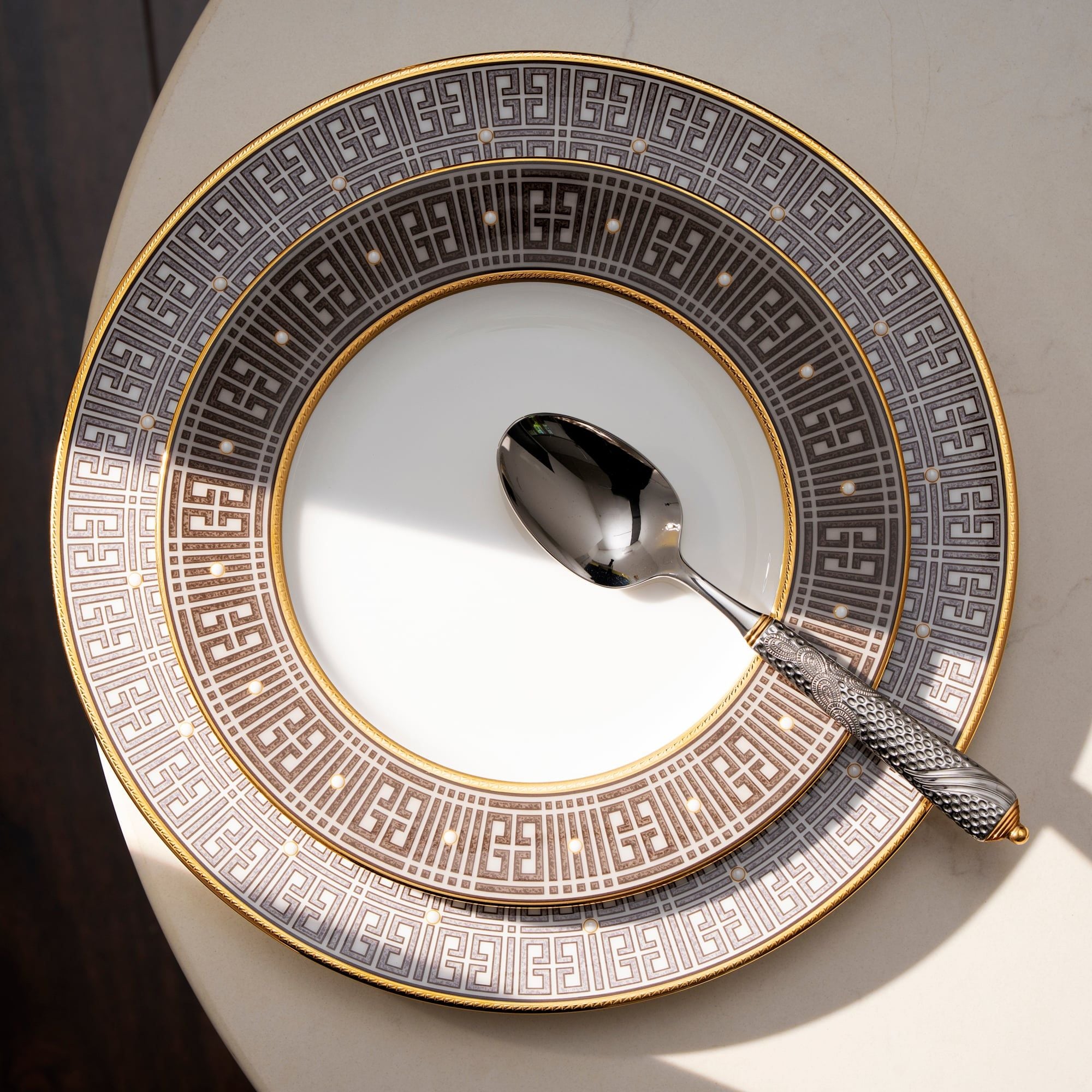  Đĩa tròn cỡ lớn đường kính 28,1cm sứ xương | Infinity Bronze 4980L - 97320 