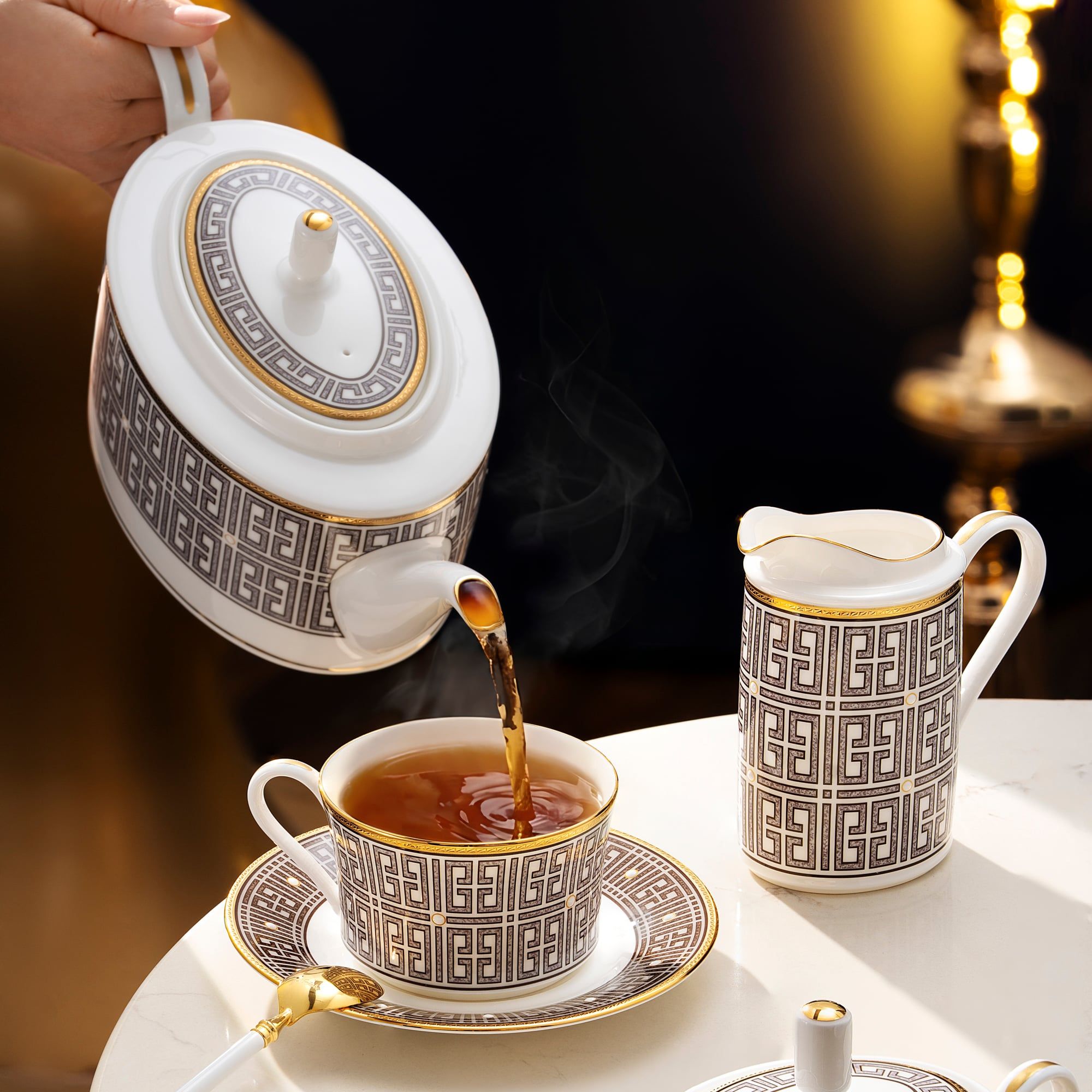  Chén trà (tách trà) dung tích 245ml kèm đĩa lót sứ xương | Infinity Bronze 4980L - T93686 