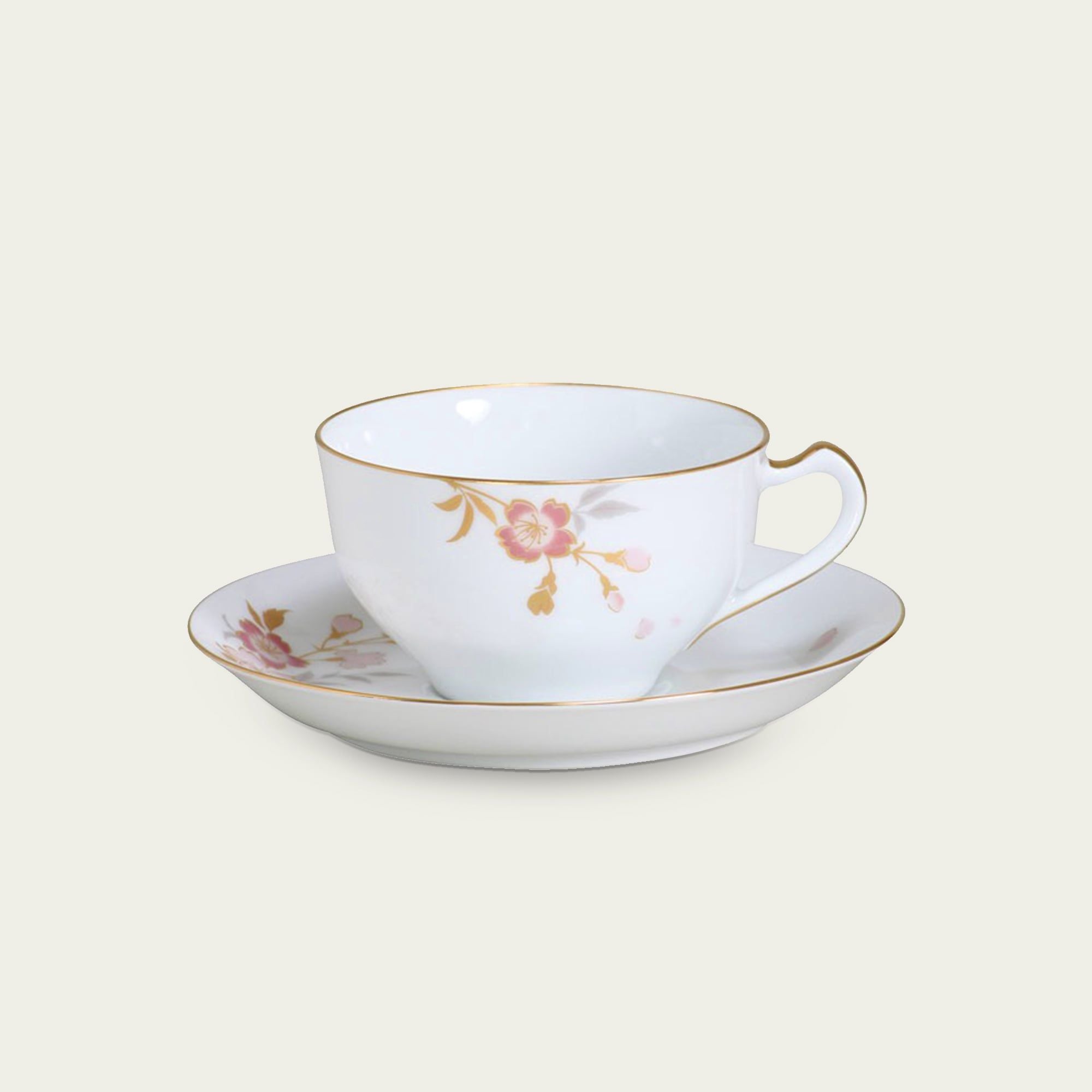  Chén trà (tách trà)  "Ito Sakura" dung tích 235 ml kèm đĩa lót sứ Nhật Bản | Sakura Series A682-1 - 1C 