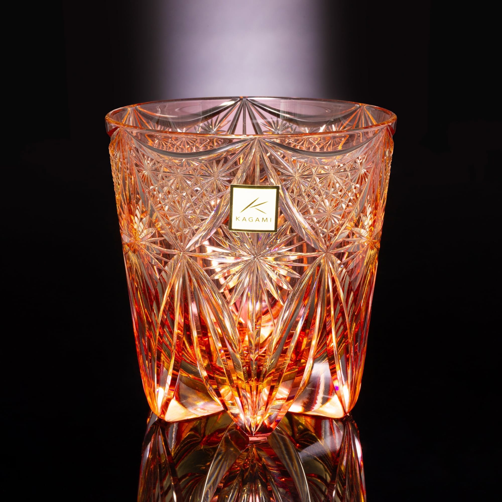  Ly pha lê rock glass Edo Kiriko 'Kirara' 320ml màu đỏ được chế tác bởi nghệ nhân Tatsuya Nemoto | Kagami Crystal T755 - 3005-WUA 