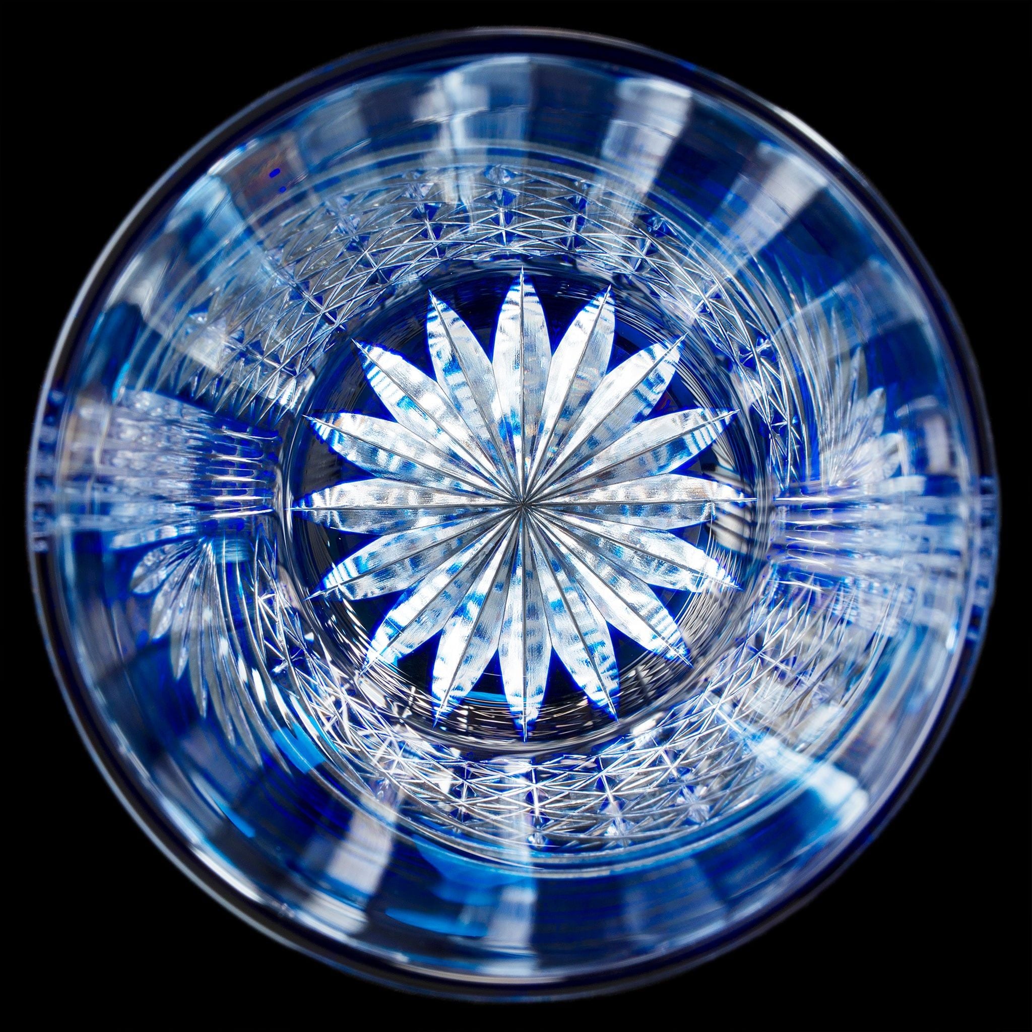  Cặp ly pha lê rock glass Edo Kiriko "Origami Crane" dung tích 280ml hai màu xanh - đỏ | Kagami Crystal TPS9852 - 2783-AB 