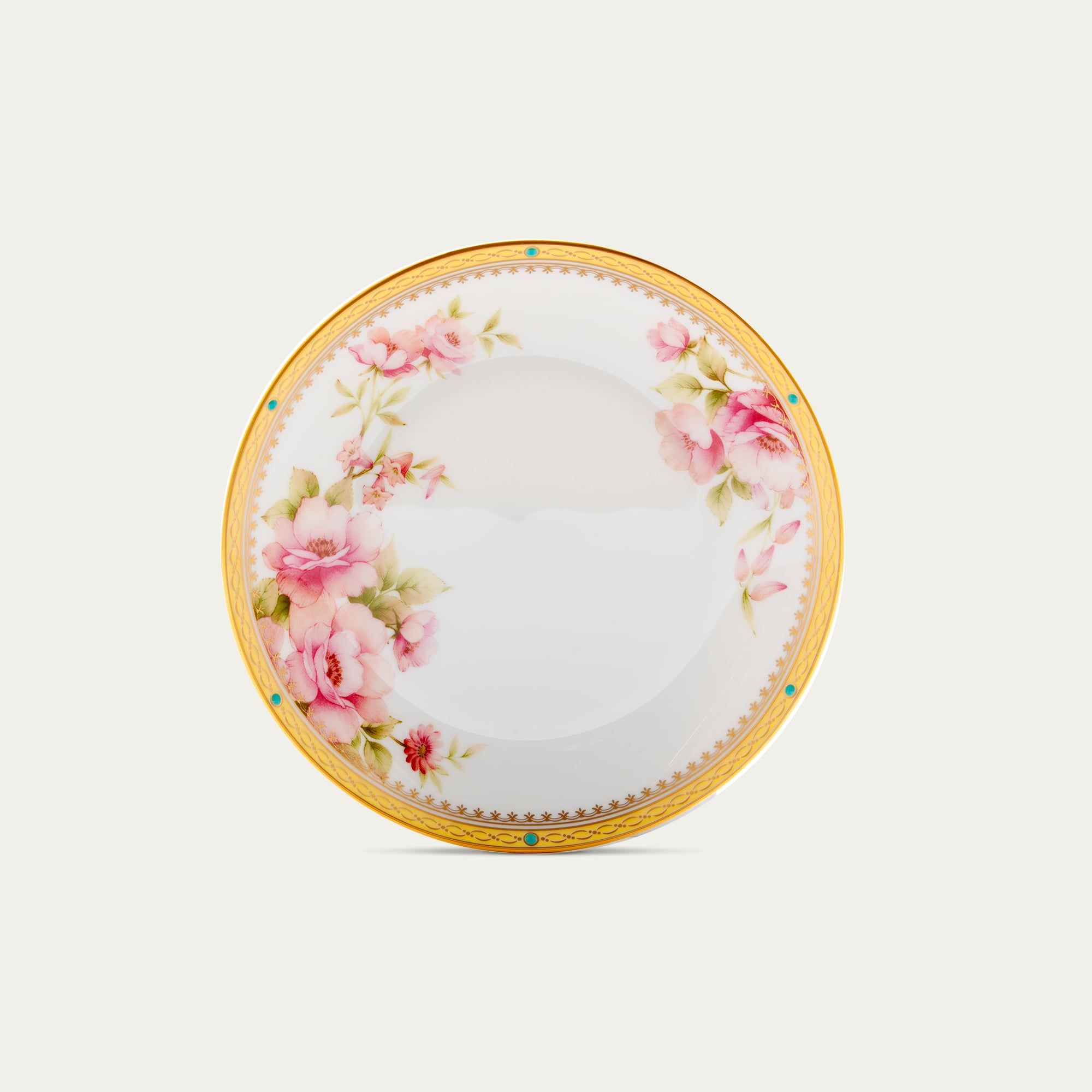  Đĩa tròn coupe 16cm lót ấm trà (bình trà) 1.150ml viền vàng sứ xương | Hertford 4861L - 50112A 