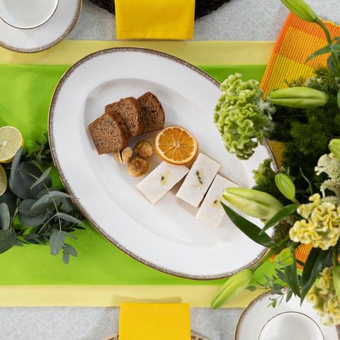  Đĩa Oval cỡ vừa (MD) dài 36,8cm sứ xương | Haku 4959L - 97244 