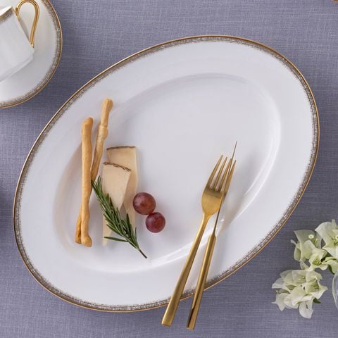  Đĩa Oval cỡ nhỏ (SM) dài 31,2cm sứ xương | Haku 4959L - 97245 
