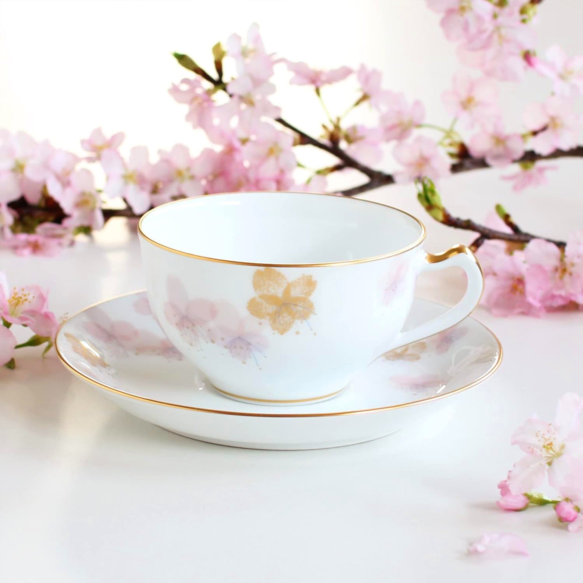  Chén trà (tách trà) "Hatsumiyo Sakura" dung tích 235 ml kèm đĩa lót sứ Nhật Bản | Sakura Series A682-3 - 1C 