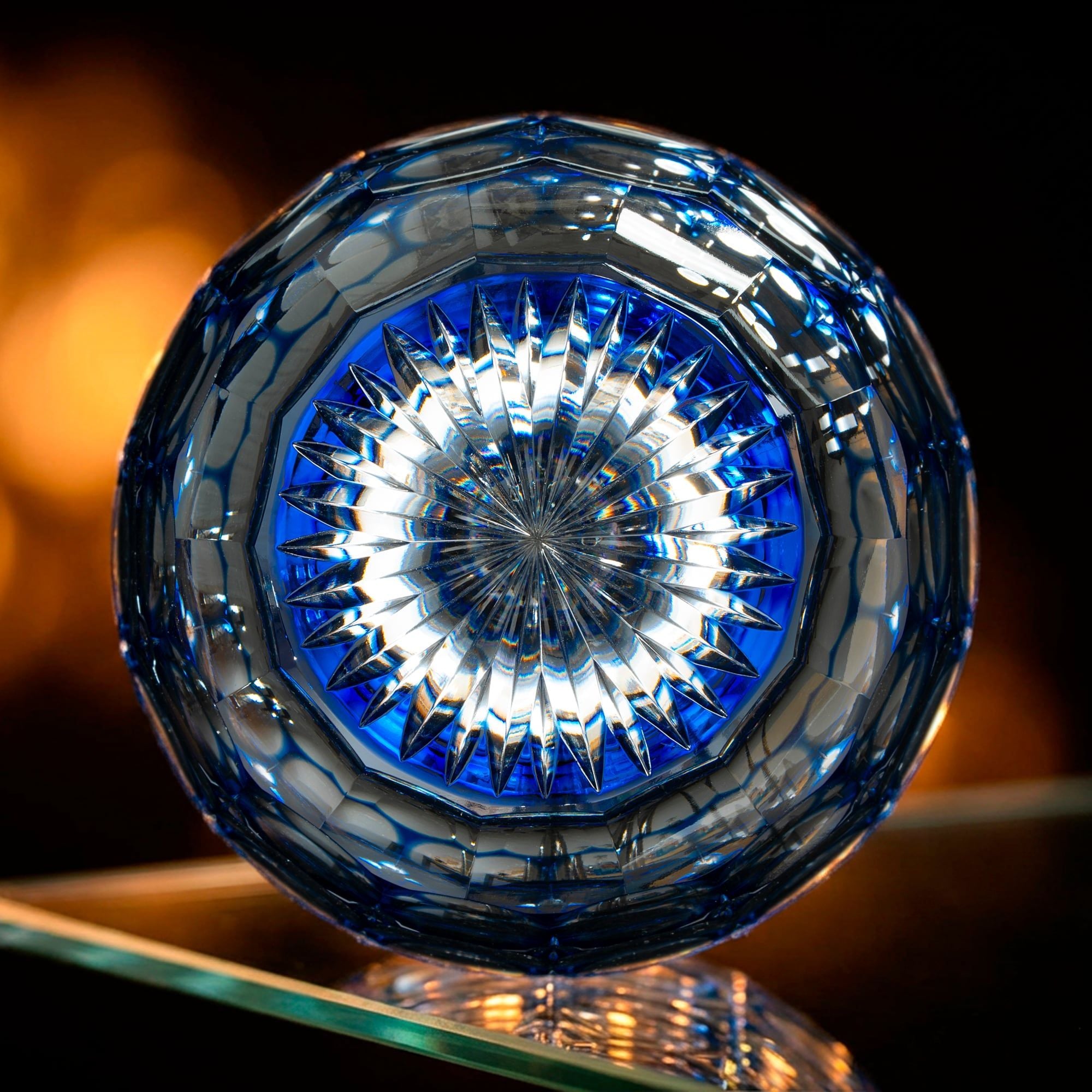  Ly pha lê rock glass Edo Kiriko 'Ajisai' 240ml màu xanh cobalt được chế tác bởi nghệ nhân Satoshi Nabeya | Kagami Crystal T727 - 2684-CCB 